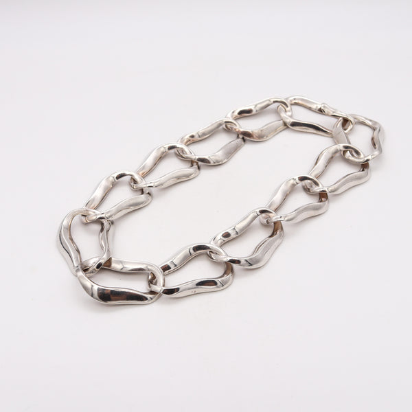 ANGELA CUMMINGS 1983 Rare Aegean Free-Forms Links Necklace in .925 Sterling silver