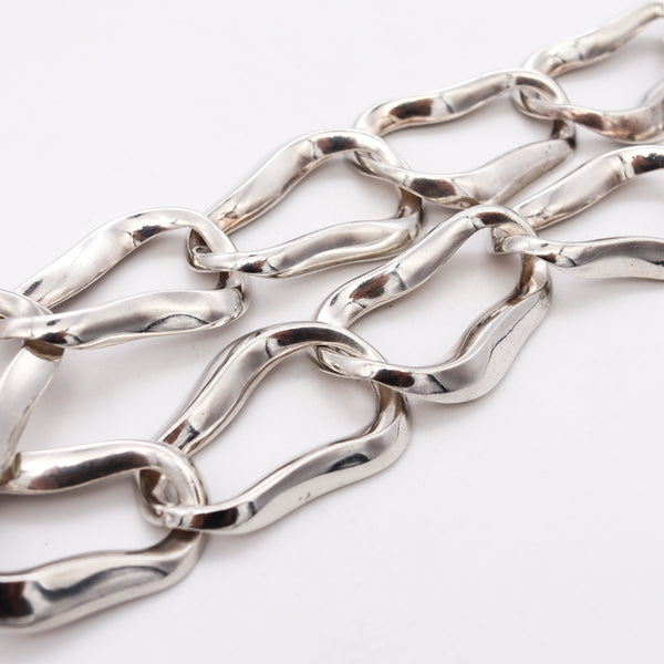 ANGELA CUMMINGS 1983 Rare Aegean Free-Forms Links Necklace in .925 Sterling silver