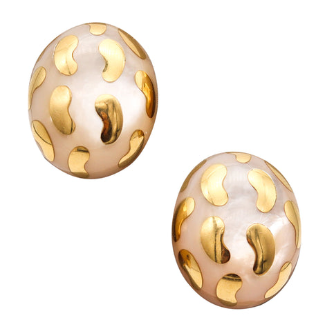 TIFFANY & CO. 1977 Angela Cummings Allure Earrings In 18 Kt Gold With White Nacre