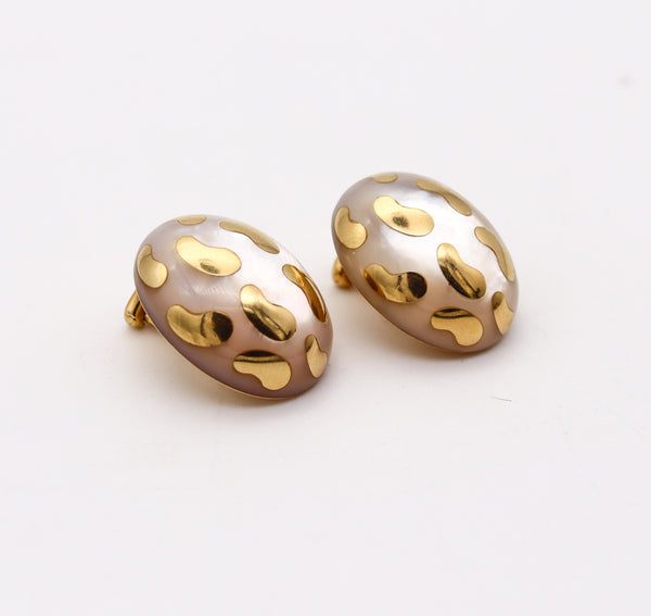 TIFFANY & CO. 1977 Angela Cummings Allure Earrings In 18 Kt Gold With White Nacre