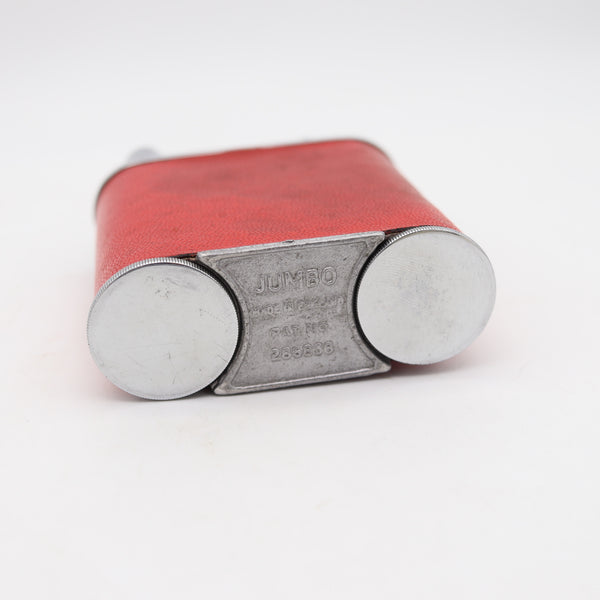 THE CLASSIC London 1928 Desk Petrol Roller Lighter Plated Steel & Red Leather