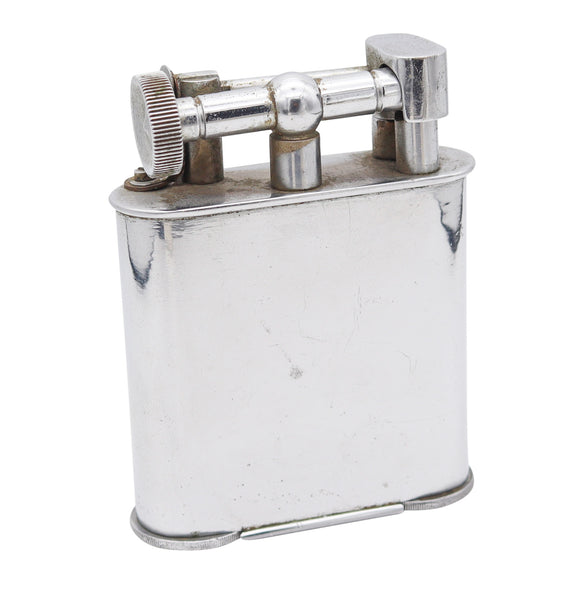 THE CLASSIC London 1928 Desk Petrol Roller Lighter In Solid Plated Steel