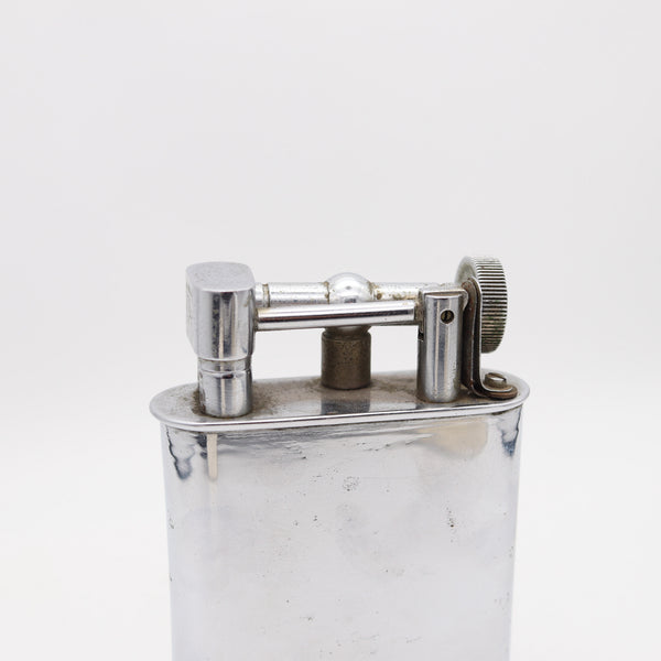 THE CLASSIC London 1928 Desk Petrol Roller Lighter In Solid Plated Steel
