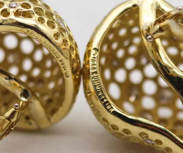 -Angela Cummings Perforations Free Form Earrings In 18Kt Gold With 2.24 Ctw Diamonds