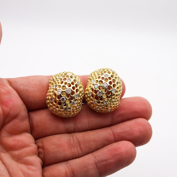 -Angela Cummings Perforations Free Form Earrings In 18Kt Gold With 2.24 Ctw Diamonds