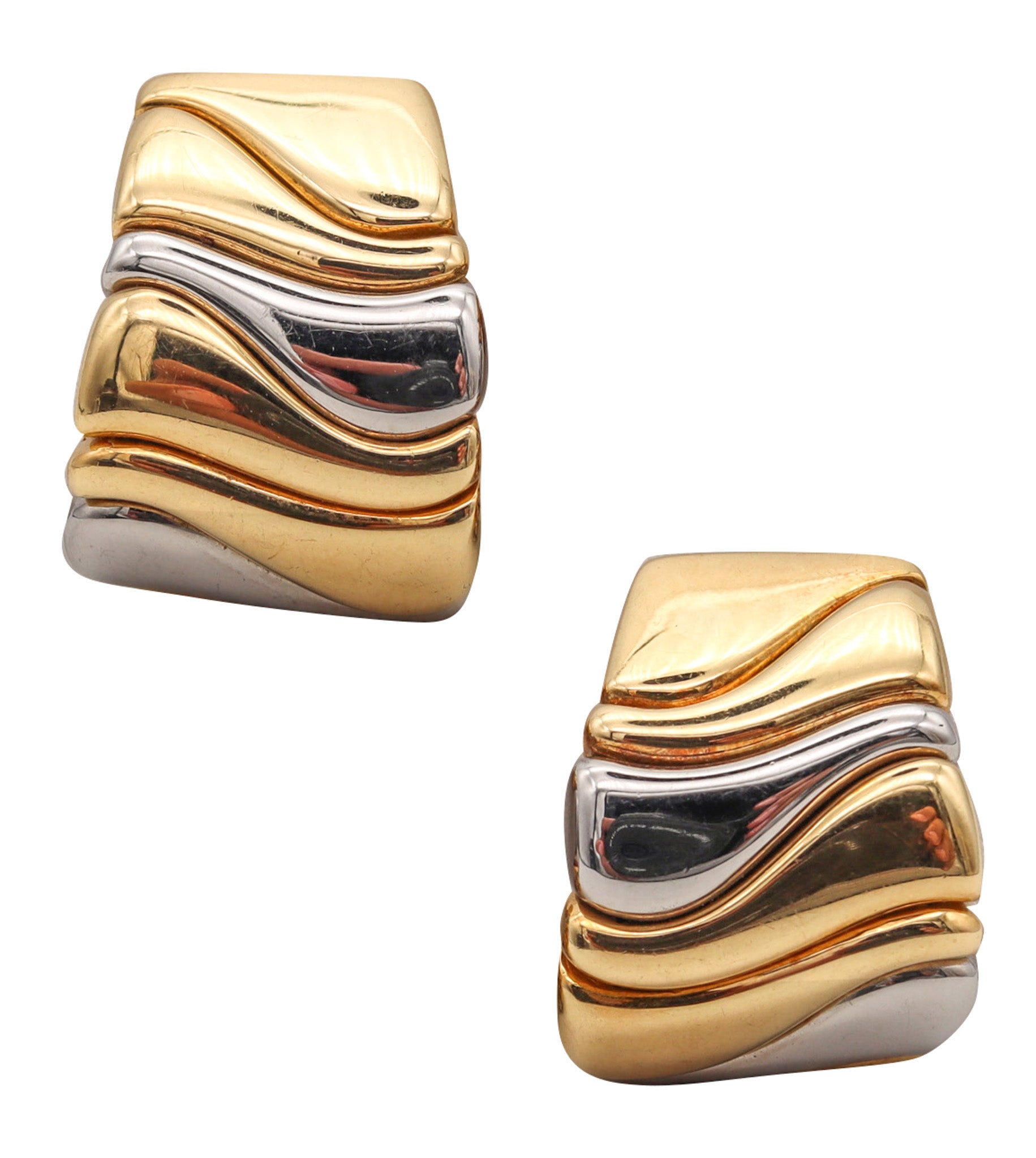 -Marina B. Bvlgari Milano Karen Clips On Earrings In Two Tones And 18Kt Gold
