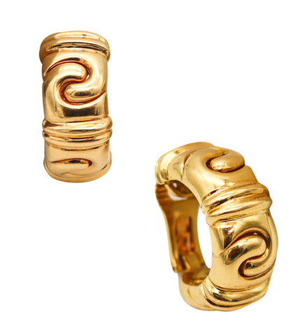 -Bvlgari Roma Doppio Clips On Hoops Earrings In Solid 18Kt Yellow Gold