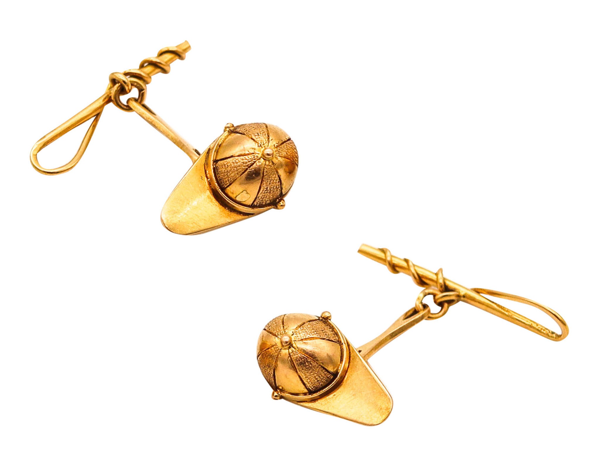 GUCCI 1960 Horse Racers Hats Motifs Cufflinks In Solid 18Kt Yellow Gold