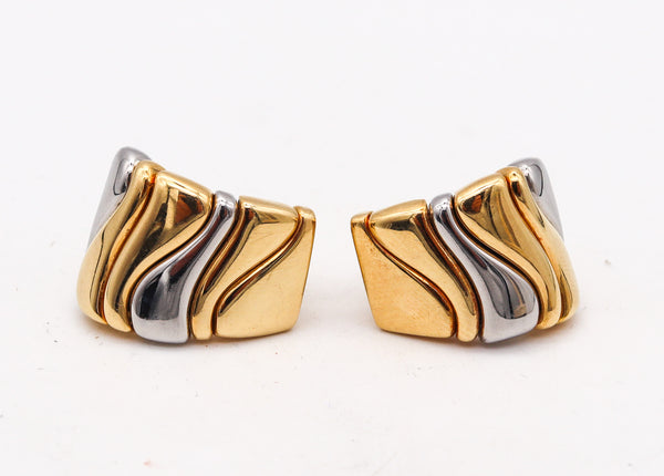 -Marina B. Bvlgari Milano Karen Clips On Earrings In Two Tones And 18Kt Gold