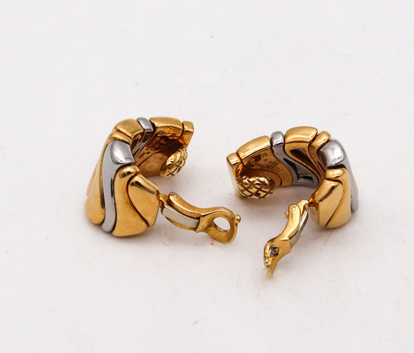 -Marina B. Bvlgari Milano Karen Clips On Earrings In Two Tones And 18Kt Gold