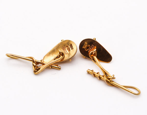 GUCCI 1960 Horse Racers Hats Motifs Cufflinks In Solid 18Kt Yellow Gold