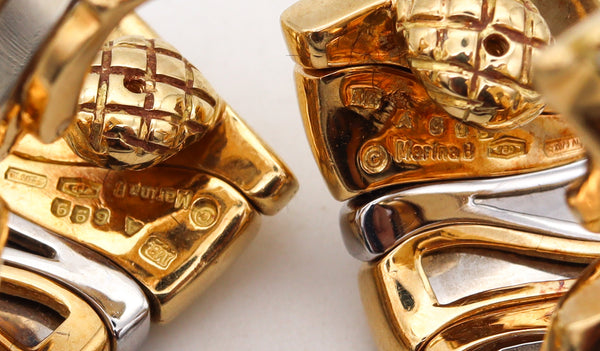-Marina B. Bvlgari Milano Karen Clips On Earrings In Two Tones And 18Kt Gold