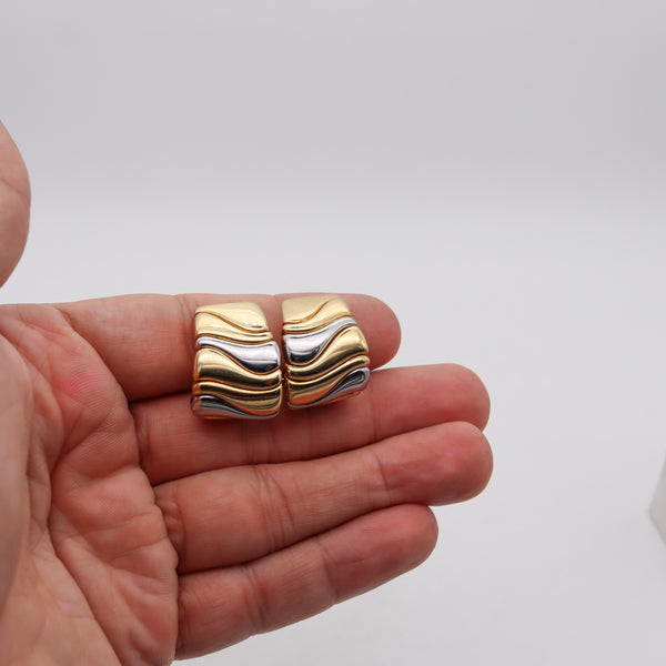-Marina B. Bvlgari Milano Karen Clips On Earrings In Two Tones And 18Kt Gold