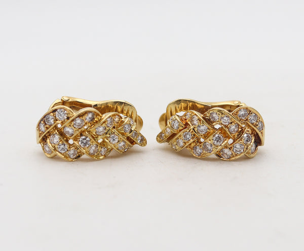 -Fred Paris Hoops Earrings In 18Kt Yellow Gold With 2.64 Ctw In VS Diamonds