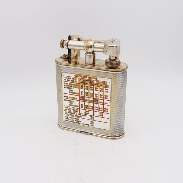 DUNHILL London 1936 Deco Bridge Rules Giant Petrol Desk Lighter In Silver
