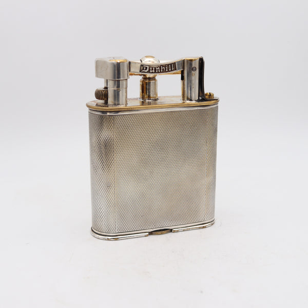 DUNHILL London 1936 Deco Bridge Rules Giant Petrol Desk Lighter In Silver