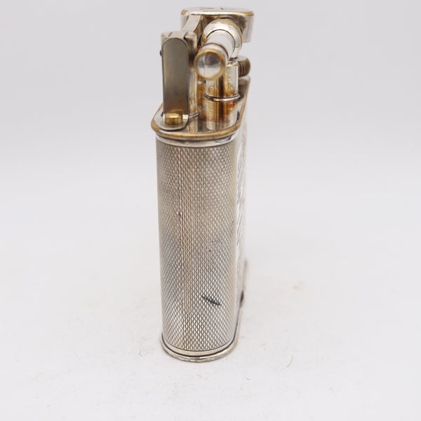 DUNHILL London 1936 Deco Bridge Rules Giant Petrol Desk Lighter In Silver