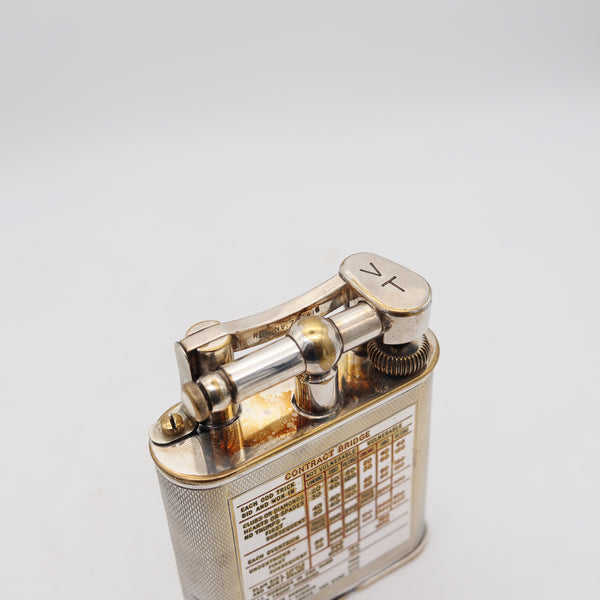 DUNHILL London 1936 Deco Bridge Rules Giant Petrol Desk Lighter In Silver