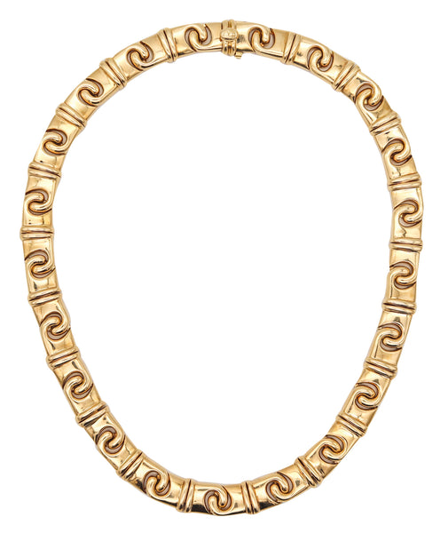 -Bvlgari Roma Doppio Links Collar Necklace In Solid 18Kt Yellow Gold