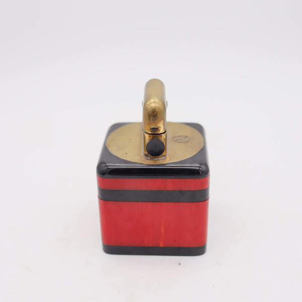THORENS Swiss 1926 Art-Deco Design Square Single Claw Catalin Desk Petrol Lighter