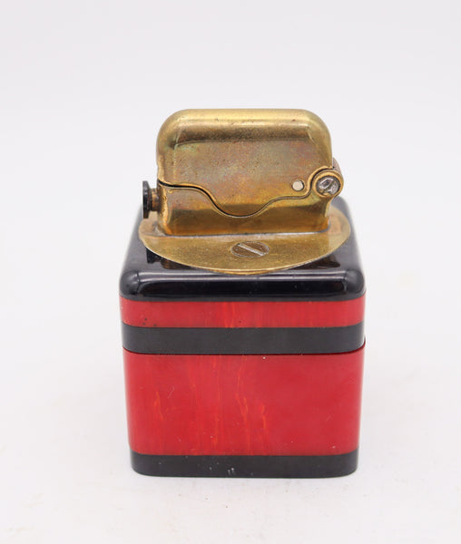 THORENS Swiss 1926 Art-Deco Design Square Single Claw Catalin Desk Petrol Lighter