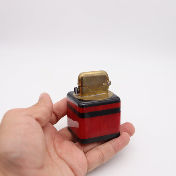 THORENS Swiss 1926 Art-Deco Design Square Single Claw Catalin Desk Petrol Lighter