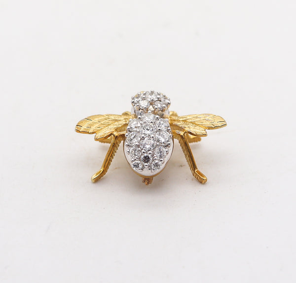 -Herbert Rosenthal 1960 Bee Brooch in 18kt Yellow Gold With 2.34 Ctw Diamonds & Rubies