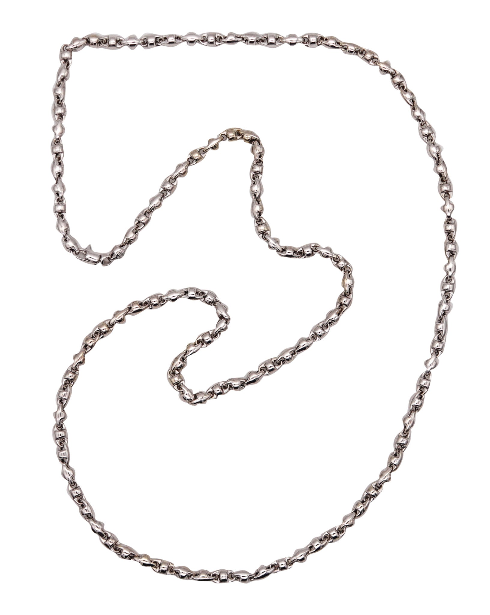 -Antonio Songa Italian Modernist Links Chain in Solid 18Kt White Gold