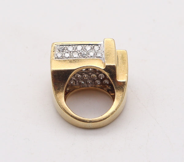 HAMMERMAN BROTHERS 1970 Geometric Ring 18Kt Gold With 3.54 Ctw Diamonds