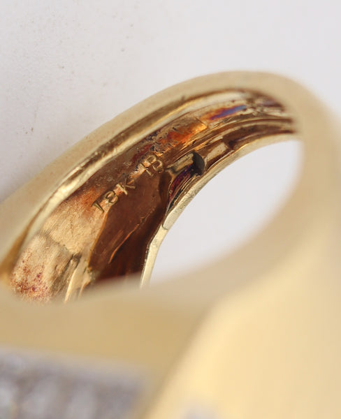 HAMMERMAN BROTHERS 1970 Geometric Ring 18Kt Gold With 3.54 Ctw Diamonds