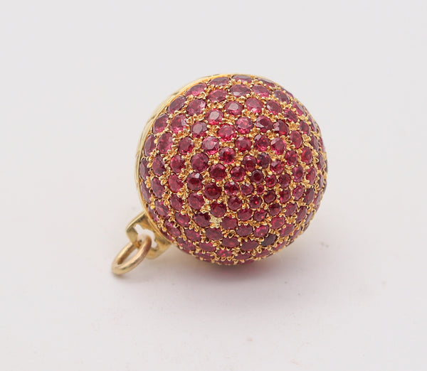 GUCCI 1970 Milano Secret Box Ball Pendant In 18Kt Gold With 8.35 Ctw Rubies