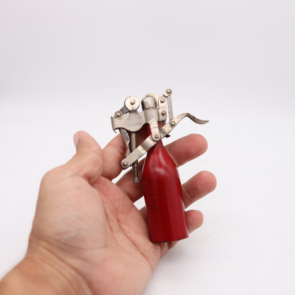 CAPITOL Industrial 1927-31 Desk Petrol Lighter In Steel With Red Lacquer