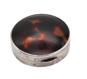 +Mappin & Webb 1928 Birmingham Pill Box In Tortoise Shell And Sterling Silver