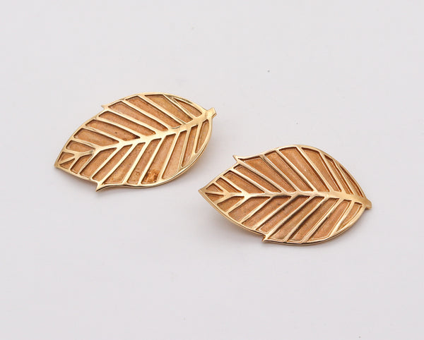 TIFFANY & CO. 1981 Angela Cummings Leaves Clips-On Earrings In 14Kt Yellow Gold