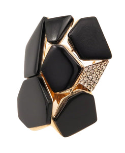 -H. Stern 1980 Diane Von Furstenberg Geometric Ring In 18Kt Gold Diamonds & Onyx