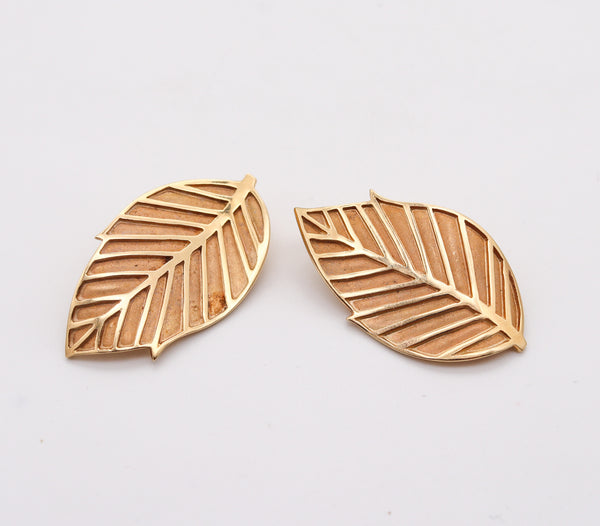 TIFFANY & CO. 1981 Angela Cummings Leaves Clips-On Earrings In 14Kt Yellow Gold