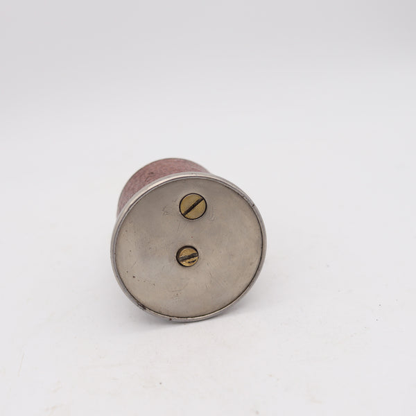 MORTON 1929 Semi Automatic Round Push Desk Petrol Lighter With Faux Leather