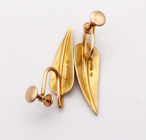 TIFFANY & CO. 1975 Angela Cummings Piume Leaves Earrings In 18Kt Yellow Gold