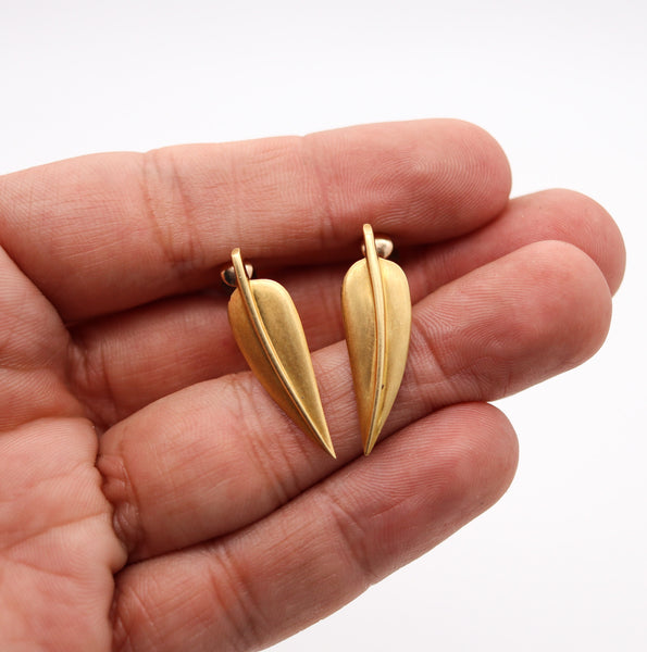 TIFFANY & CO. 1975 Angela Cummings Piume Leaves Earrings In 18Kt Yellow Gold