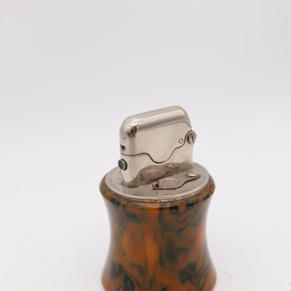 THORENS Swiss 1926 Art-Deco Bijou Small Single Claw Catalin Desk Petrol Lighter