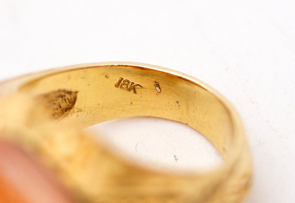 INTAGLIO 1920 Art-Deco Signet Ring In Solid 18Kt Yellow Gold With Carved Agate