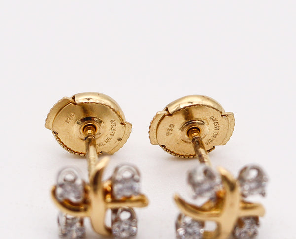 TIFFANY & CO. 1980 Schlumberger Lynn Studs Earrings 18Kt Gold-Platinum & Diamonds