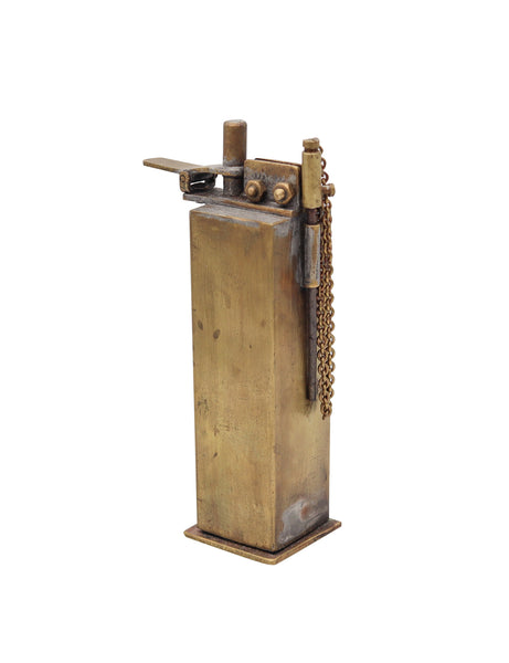 AUSTRIAN 1917 WWI Superb Trench-Art Desk Petrol Rasp Lighter In Solid Bronze