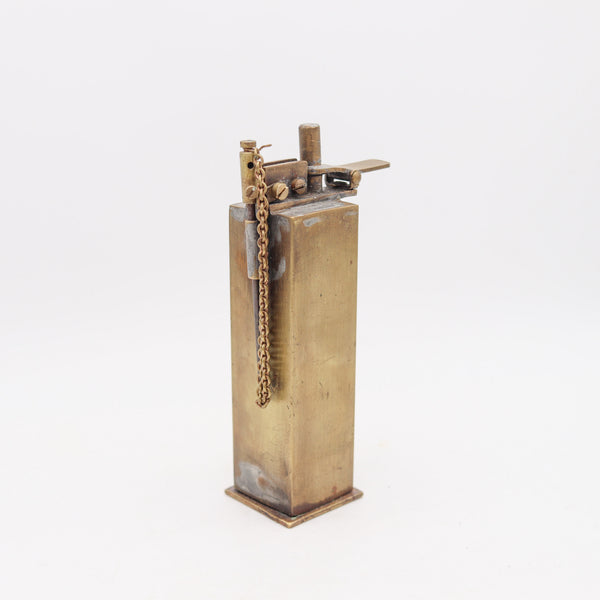 AUSTRIAN 1917 WWI Superb Trench-Art Desk Petrol Rasp Lighter In Solid Bronze