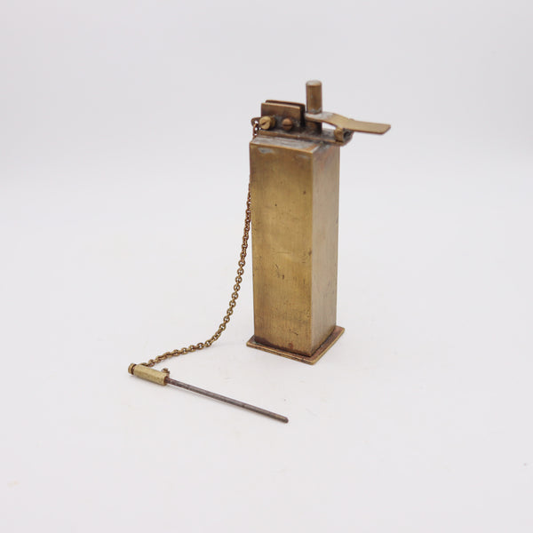 AUSTRIAN 1917 WWI Superb Trench-Art Desk Petrol Rasp Lighter In Solid Bronze