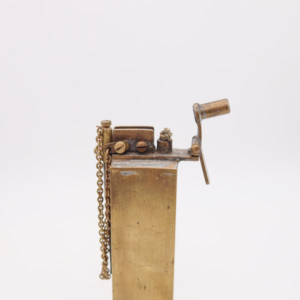 AUSTRIAN 1917 WWI Superb Trench-Art Desk Petrol Rasp Lighter In Solid Bronze