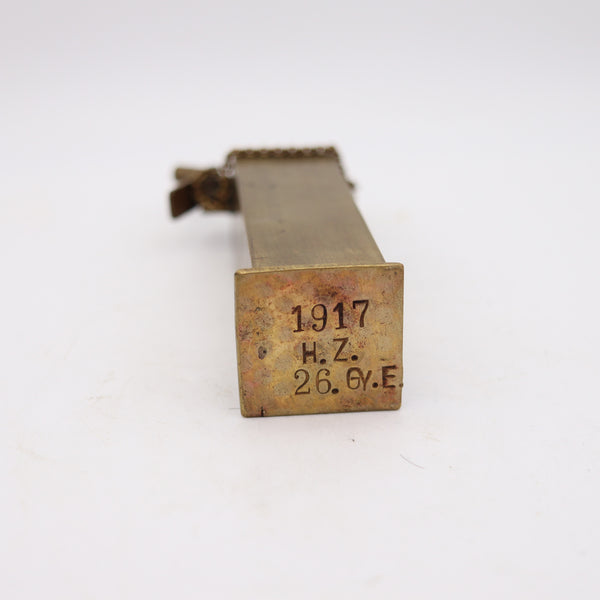 AUSTRIAN 1917 WWI Superb Trench-Art Desk Petrol Rasp Lighter In Solid Bronze