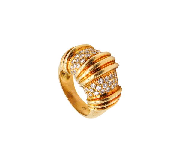 -Charles Krypell Modernist Cocktail Ring In 18Kt Gold With 1.08 Cts In Diamonds