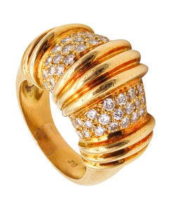 -Charles Krypell Modernist Cocktail Ring In 18Kt Gold With 1.08 Cts In Diamonds