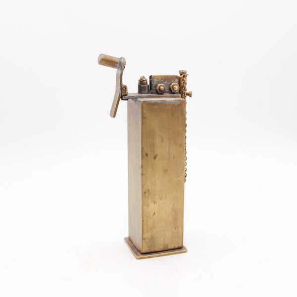 AUSTRIAN 1917 WWI Superb Trench-Art Desk Petrol Rasp Lighter In Solid Bronze